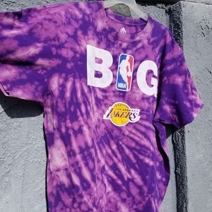 Vintage Style LAKERS bleach tie dye T Shirt